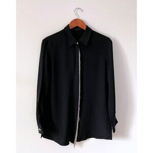 Alexander Wang Black Button Up Blouse with Metal Detailing Size 8
